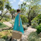 Irregular Womens Vacation Dresses , Single Sling Womens Green Holiday Dress With Bow